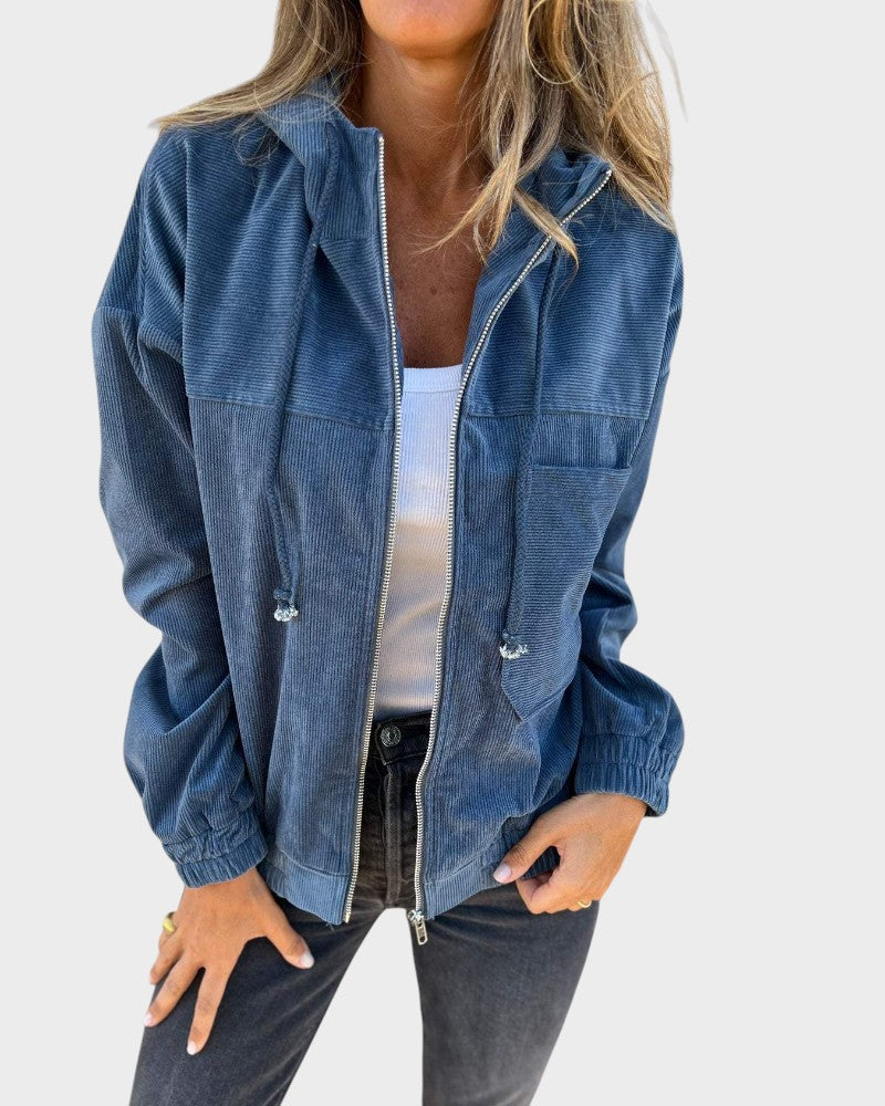 Mahulena - Satin hooded jacket with one fastening