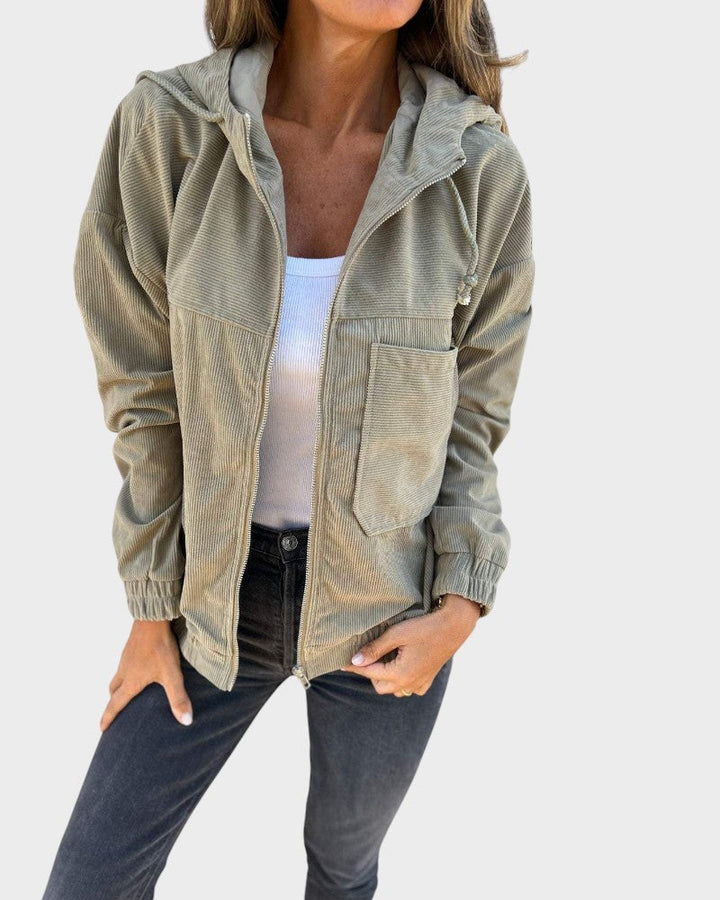 Mahulena - Satin hooded jacket with one fastening