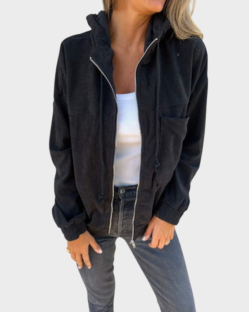 Mahulena - Satin hooded jacket with one fastening