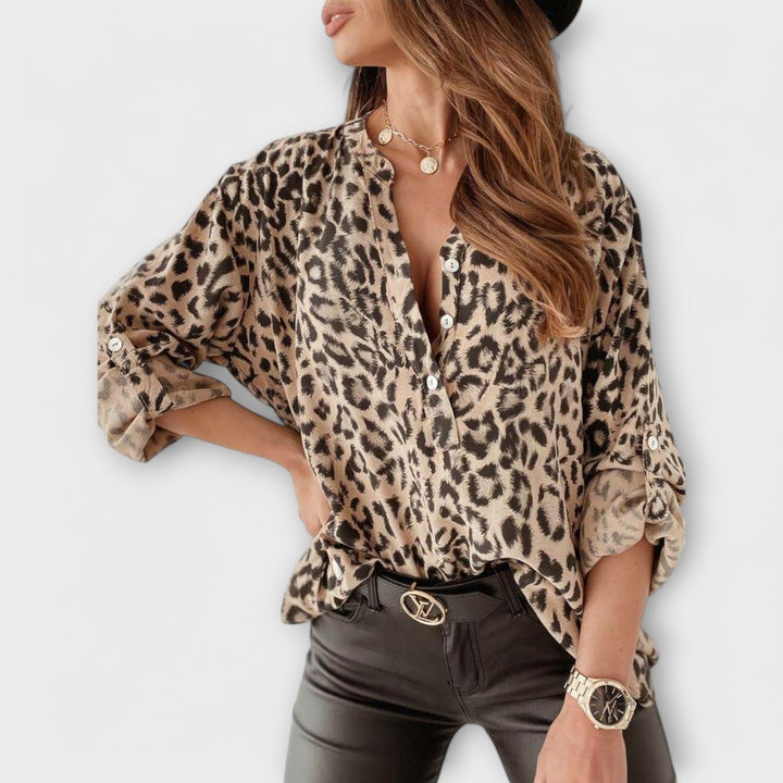 Lucie - Modern blúz leopárd mintával