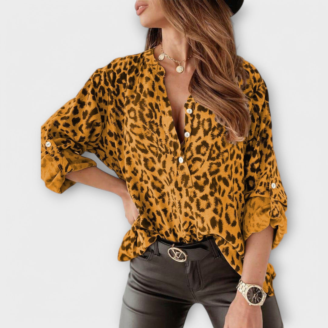 Lucie - Modern blúz leopárd mintával