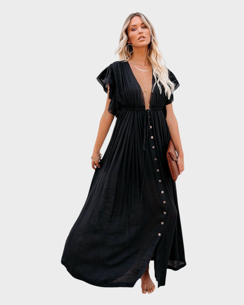 Audra - Boho kimonó ruha V-kivágással