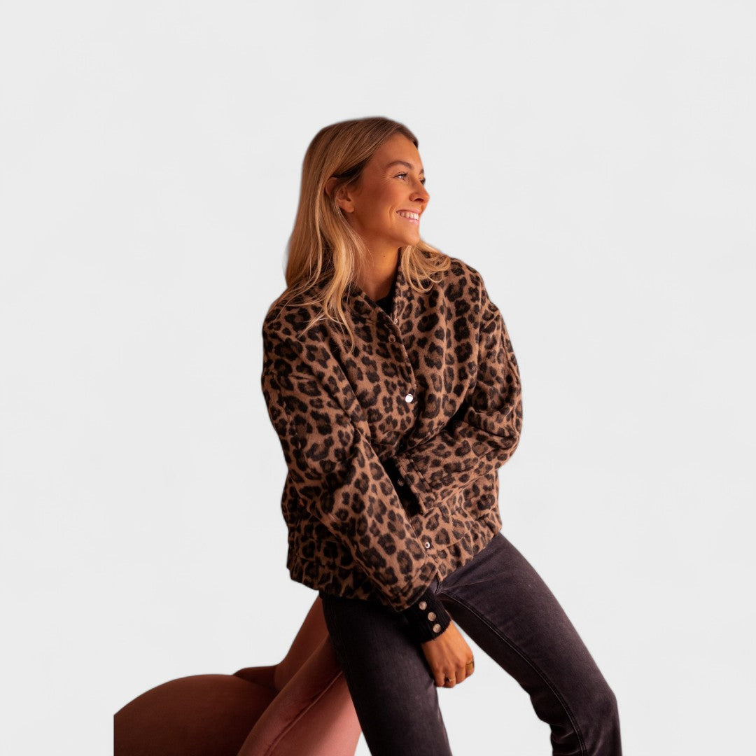 Růžena - Modern kabát leopárd mintával