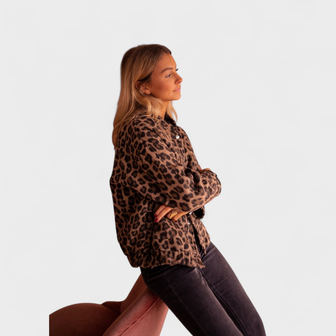 Růžena - Modern kabát leopárd mintával