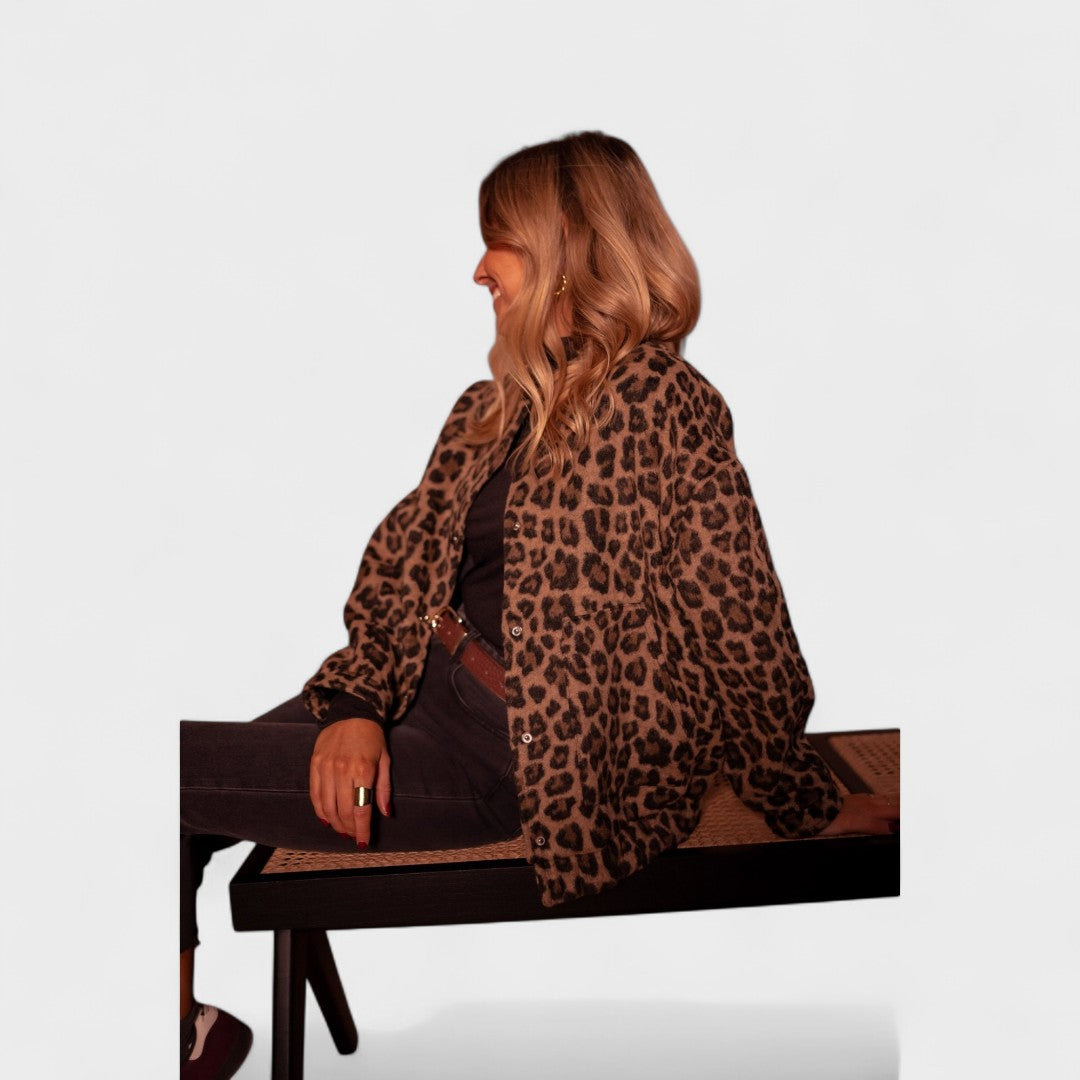 Růžena - Modern kabát leopárd mintával