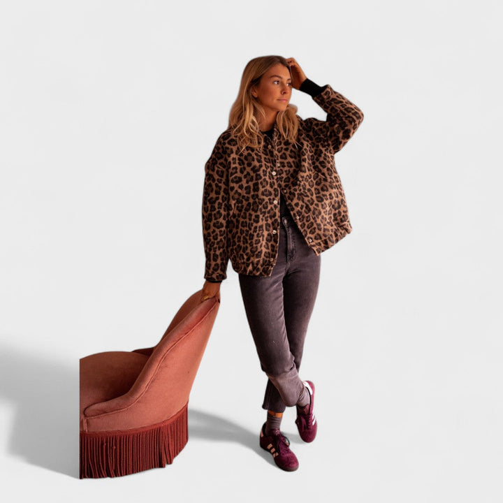 Růžena - Modern kabát leopárd mintával