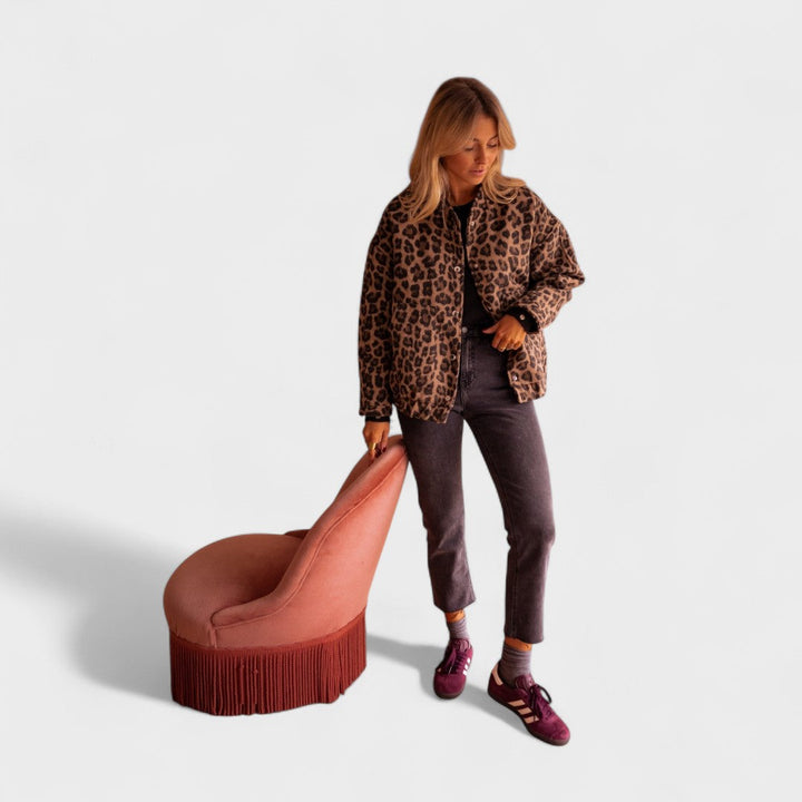 Růžena - Modern kabát leopárd mintával