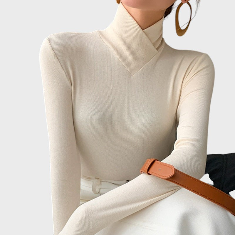 Emma - Roll neck jumper with crossover neckline