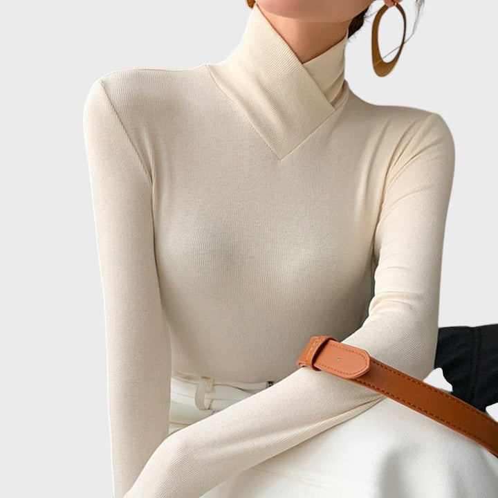 Emma - Roll neck jumper with crossover neckline