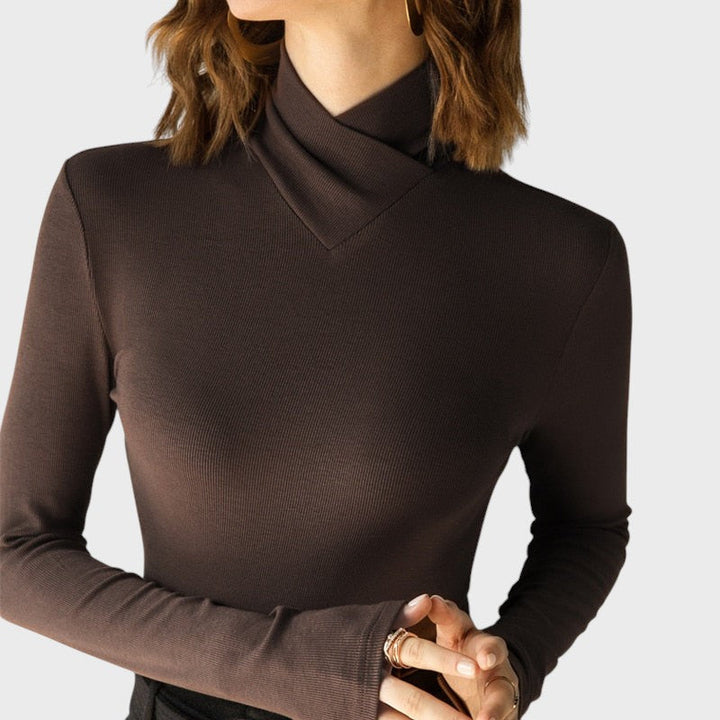 Emma - Roll neck jumper with crossover neckline